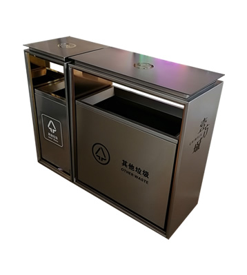 商場組合抽拉不銹鋼分類垃圾桶