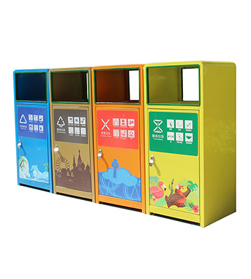 戶外組合四色分類不銹鋼垃圾箱