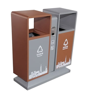 戶外城市街道噴塑不銹鋼分類垃圾桶