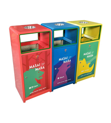 戶外組合三分類彩色不銹鋼垃圾桶