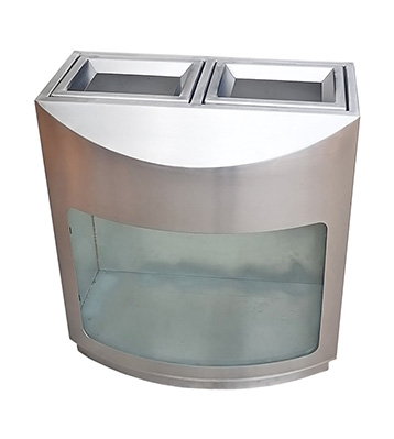 室內(nèi)地鐵站透明兩連體不銹鋼分類垃圾桶主圖