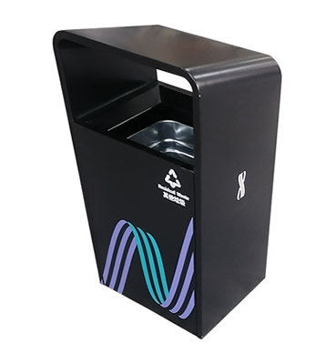 戶外城市廣場UV打印不銹鋼垃圾桶單筒