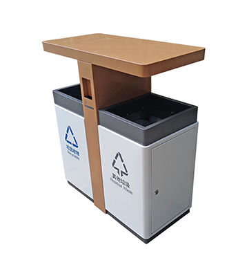 戶外街道小區(qū)雙開門不銹鋼分類垃圾桶