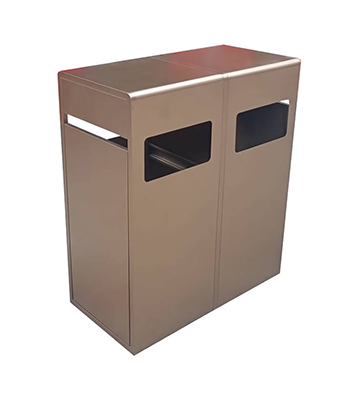 抽拉式滑軌電鍍雙開門不銹鋼分類垃圾桶