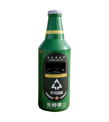 廣場分類烤漆鐵皮垃圾桶