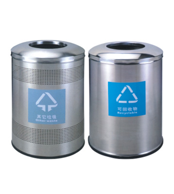 室內沖孔圓柱形不銹鋼垃圾桶