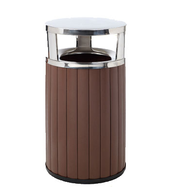 商場(chǎng)圓形鋼木垃圾桶