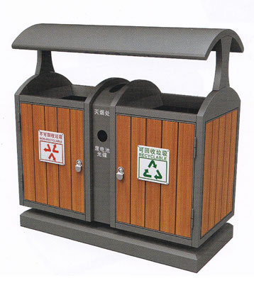 商場分類環(huán)保鋼木垃圾桶