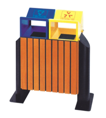 戶外環保側開口鋼木分類垃圾箱