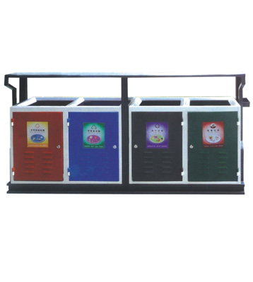 四聯(lián)分類鋼制垃圾箱