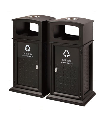 雙桶分類鋼板垃圾桶