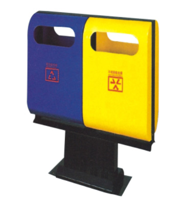 單腳雙桶分類鋼制垃圾桶