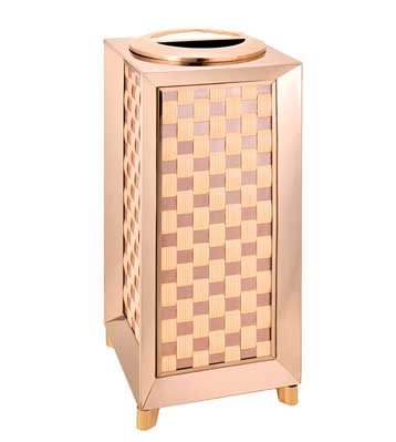 編織紋玫瑰金垃圾桶