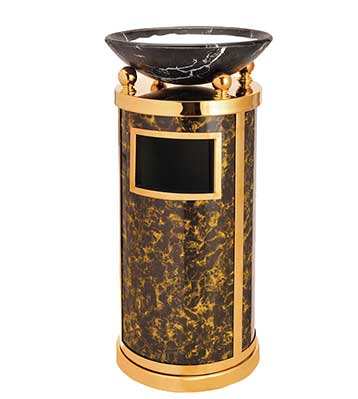 圓形大理石鈦金垃圾桶