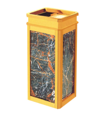 扁水晶鈦金座地果皮箱