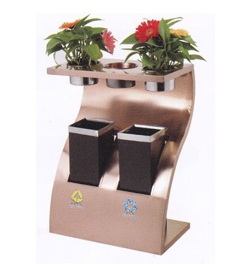 帶花盆鈦金垃圾桶